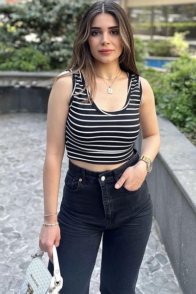 NEW LAVİVA Γυναικεία Crop Μπλούζα - 700-3598