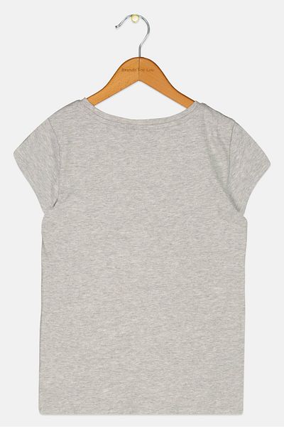 GAP Kids Girl Round Neck Short Sleeve Brand Logo T-Shirts, Light Grey