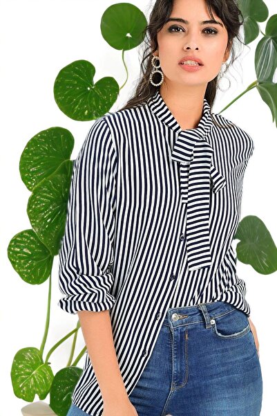 NEW LAVİVA Ecru Striped Women's Blouse - 700-t4011-1080