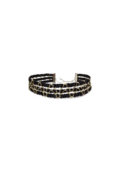 SYAZE Black Gold Wave Pattern Choker and Bracelet Set