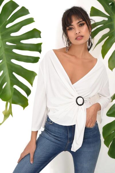 BEES JEANS Bluză albă de damă - 700-T4011-1030