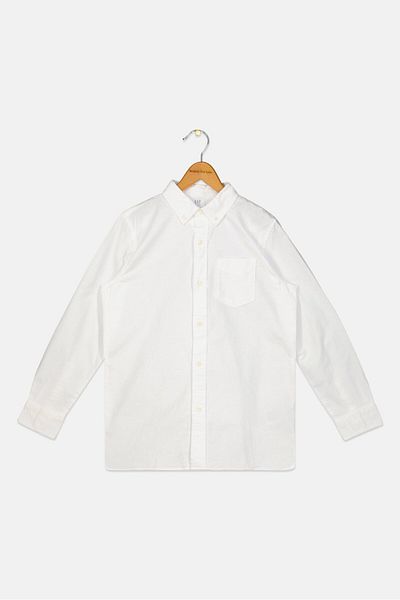 GAP Kids Boy Plain Long Sleeves Casual Shirt, White