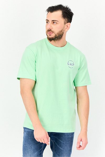 GAP Men Crew Neck Short Sleeve Brand Logo T-Shirt, Mint Green