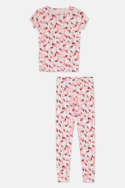 GAP Kids Girl 2 Piece Short Sleeves Allover Print T-Shirt And Pants Set, Multicolor