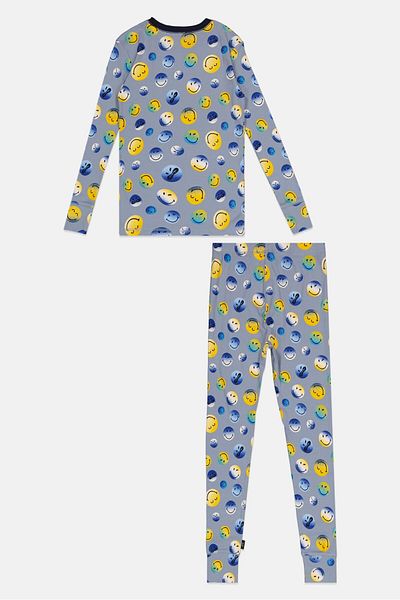 GAP Smiley World x Gap Kids Boy 2 Pcs Allover Print Top And Bottom Pyjama Set, Multicolor