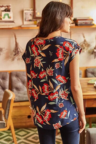 NEW LAVİVA Women's Navy Blue Blouse - 700-K4079