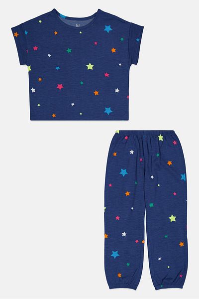 GAP Kids Girl 2 Piece Allover Print Top And Bottom Pajama Set, Multicolor