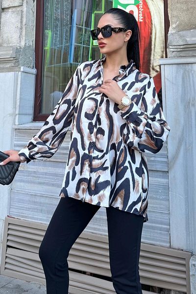 NEW LAVİVA Дамска кафява риза - 700-3603