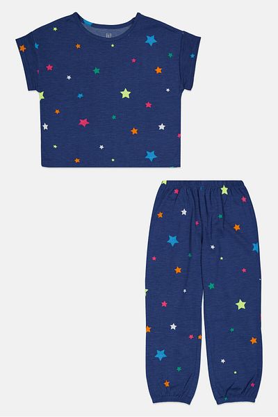 GAP Toddlers Girl 2 Piece Allover Print Top And Bottom Pajama Set, Multicolor