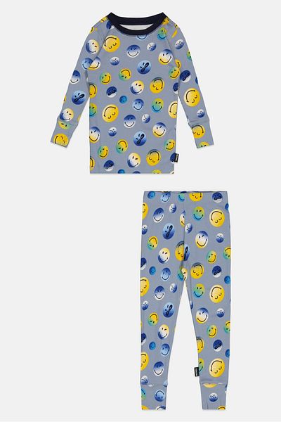 GAP Smiley World x Gap Toddlers Boy 2 Pcs Allover Print Top And Bottom Pyjama Set, Multicolor