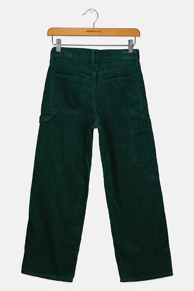 GAP بنطال مخملي منقوش للأولاد الصغار، أخضر