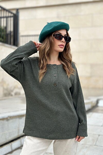 NEW LAVİVA Women's Khaki Knitwear Blouse - 700-K5591