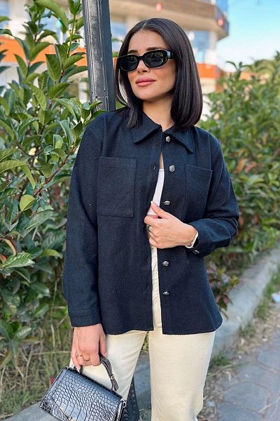 NEW LAVİVA Jachetă neagră de damă - 700-3275