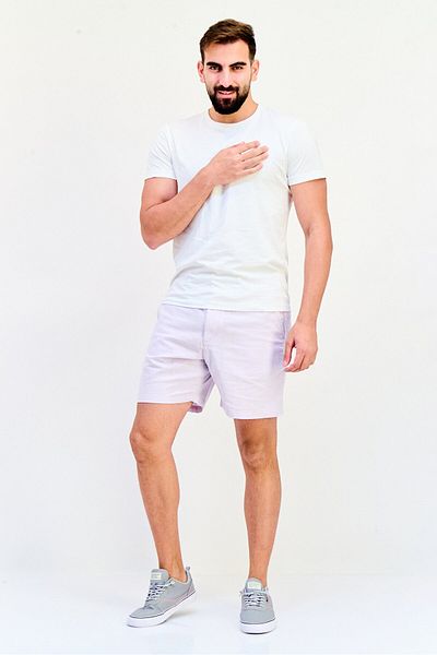 GAP Men 7 Inseam Plain Chino Shorts, Lilac