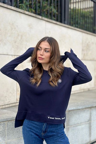 NEW LAVİVA Women's Navy Hooded Blouse - 700-3172