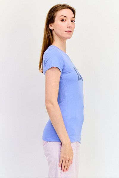 GAP Women Crew Neck Short Sleeves Brand Logo T-Shirt, Blue
