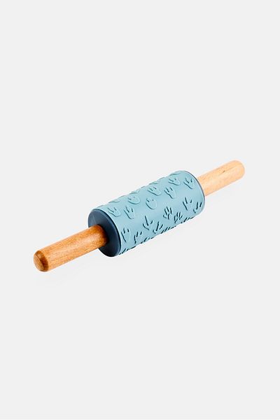 Preschool Fun Mini Rolling Pin With Footprint Stamp, Grey