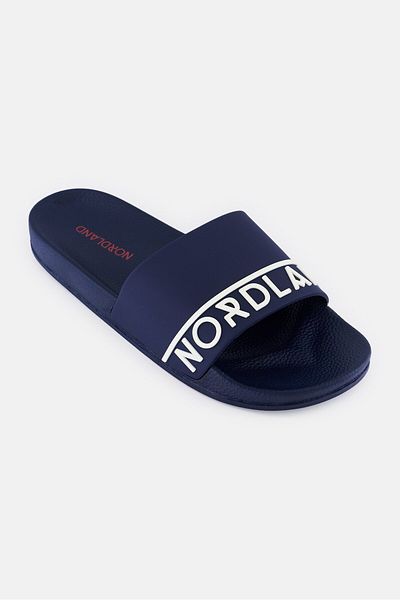 Nordland Men Brand Logo Slip On Slides, Navy