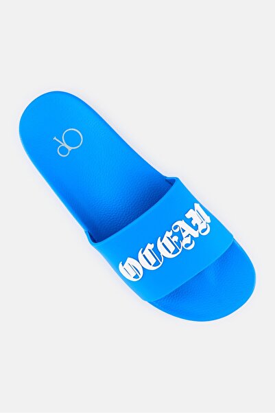 Ocean Pacific Men Brand Logo Slip On Slides, Blue