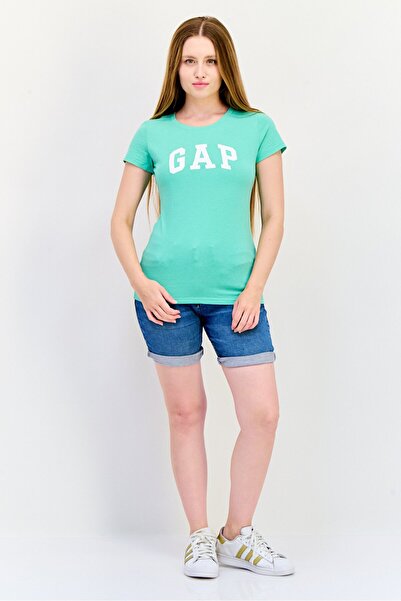 GAP Women Crew Neck Short Sleeves Brand Logo T-Shirt, Light Sage