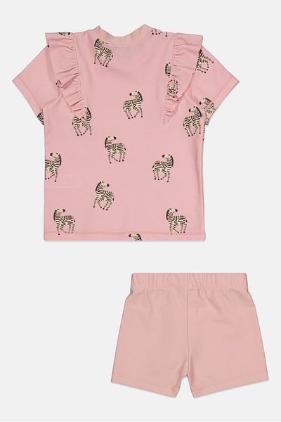Tchibo Toddlers Girl 2 Piece Animal Print Top And Bottom Set, Pink Combo