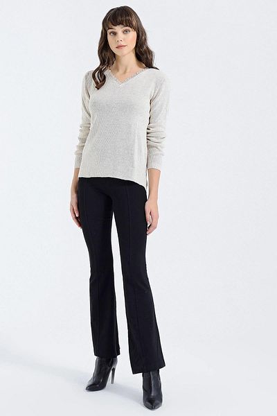 NEW LAVİVA Women's Beige Knitwear Sweater - 700-Hz9072