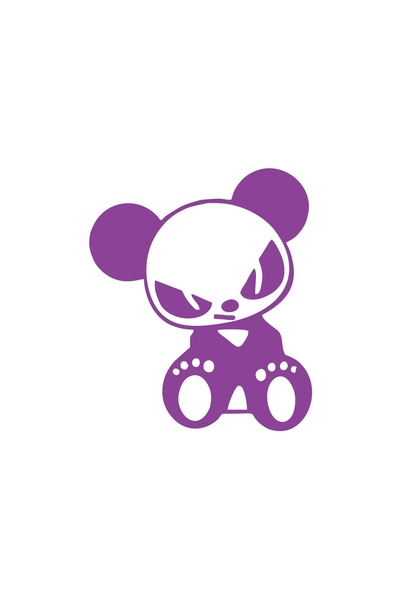 Reysa Tasarım ملصق سيارة باندا غاضب مقاس 17 × 17 سم باللون الأرجواني