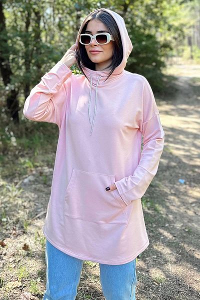 NEW LAVİVA Women's Powder Hooded Hijab Suitable Tunic - 700-3476