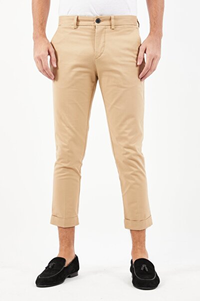 Lacoste Men Slim Fit Pull-On Plain Chino Pant, Beige
