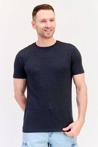 GAP Men Round Neck Short Sleeves Plain T-shirt, Dark Grey