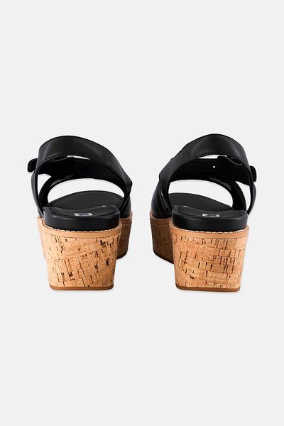 Fitflop Women Eloise Cork Wrap Velcro Sandal, Black