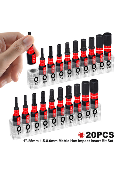 choice2 1 Inches 20PCS Geinxurn 1inches Multi Hex Head Metric Insert Bits Set...