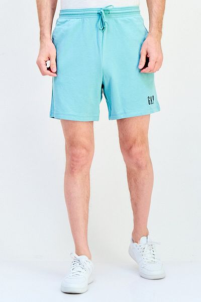 GAP Men Embroidered Logo Basic Shorts, Light Turquoise
