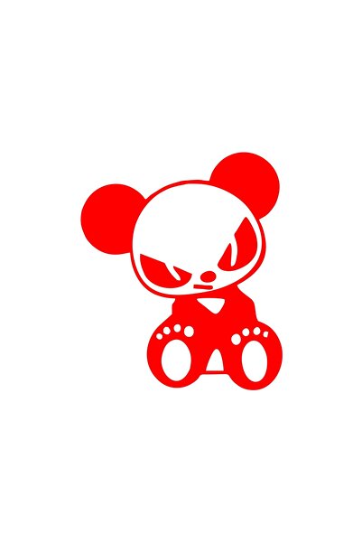 Reysa Tasarım ملصق سيارة باندا غاضب مقاس 17x17 سم باللون الأحمر