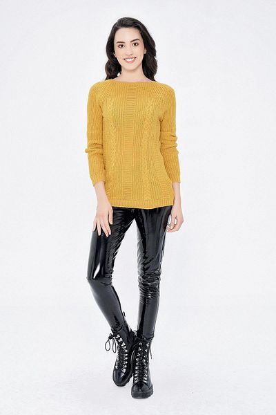 NEW LAVİVA Women's Mustard Knitwear Sweater - 700-K1000