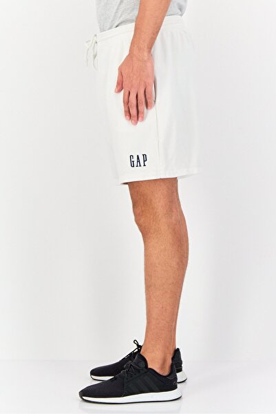 GAP Men Embroidered Logo Basic Shorts, Ivory