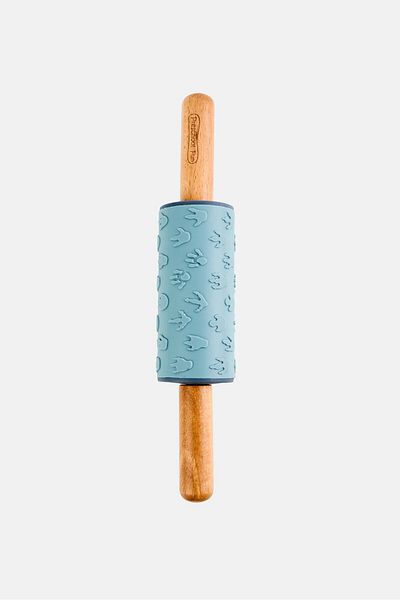 Preschool Fun Mini Rolling Pin With Footprint Stamp, Grey