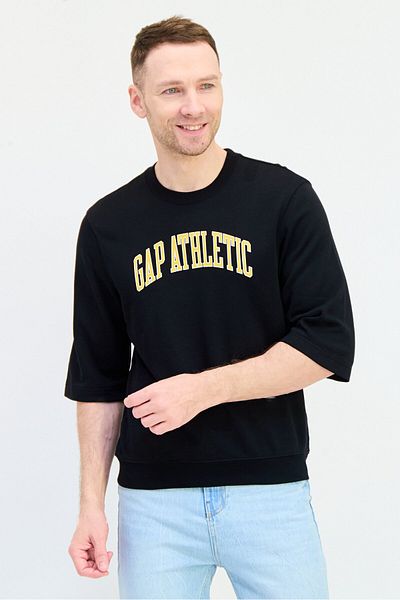 GAP Men Crew Neck Short Sleeves Graphic Print T-Shirt, Black