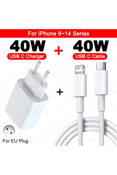 Choice شاحن سريع 40 واط من الاتحاد الأوروبي (سلسلة 8-14) لأجهزة iPhone بمنفذ ...