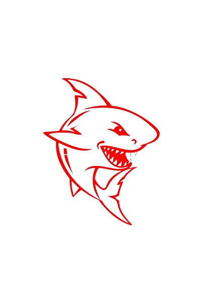 Reysa Tasarım ملصق سيارة سمكة قرش مقاس 17x17 سم باللون الأحمر