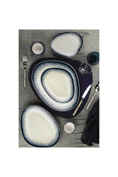 Generic طبق مسطح من البورسلين من كوتاهيا ستاري دريمز، أزرق وأبيض، 30 سم، BNGLX30DU890004