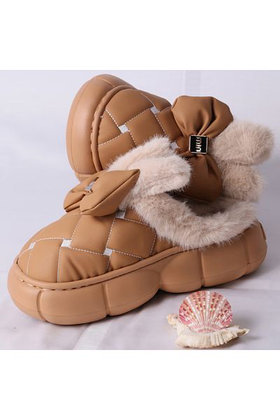 Generic Papuci de damă cu căptușeală din blană, talpă groasă din EVA, pentru interior/exterior, maro, mărimea 38-39