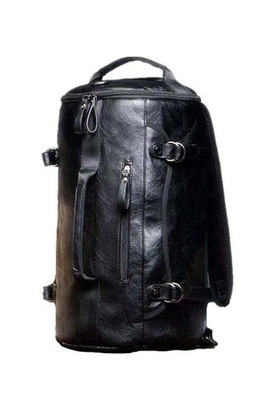 Generic Leather Travel Duffle Bag Black