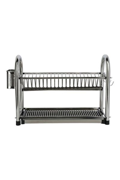 Generic رف أطباق بارفيه كبير ذو طبقتين فضي DQ-6264A2