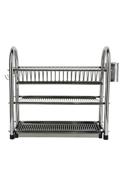 Generic رف أطباق كبير بثلاث طبقات من بارفيه، فضي DQ-6264A3