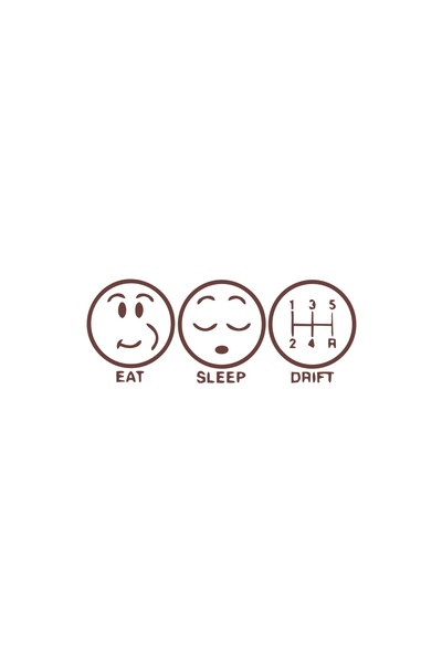 Reysa Tasarım ملصق سيارة Eat Sleep Drift مقاس 17x17 سم بني