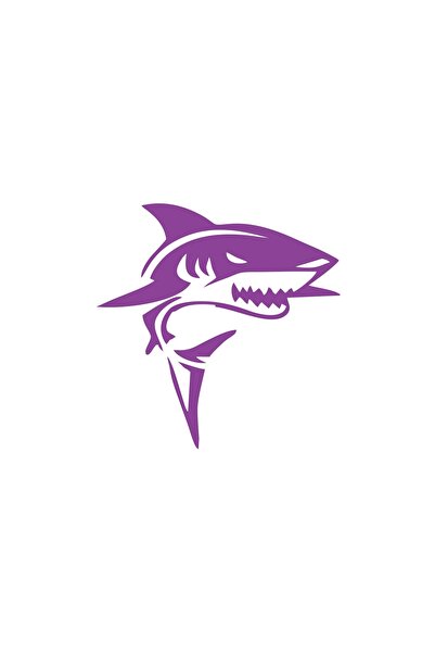 Reysa Tasarım ملصق سيارة Angry Shark مقاس 17x17 سم باللون الأرجواني