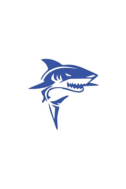 Reysa Tasarım ملصق سيارة Angry Shark مقاس 17x17 سم باللون الأزرق