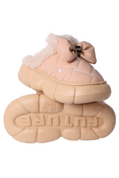 Generic Papuci de damă cu căptușeală din blană, talpă groasă din EVA, pentru interior/exterior, roz, mărimea 40-41