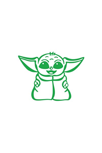 Reysa Tasarım ملصق سيارة بيبي يودا مقاس 17x17 سم باللون الأخضر